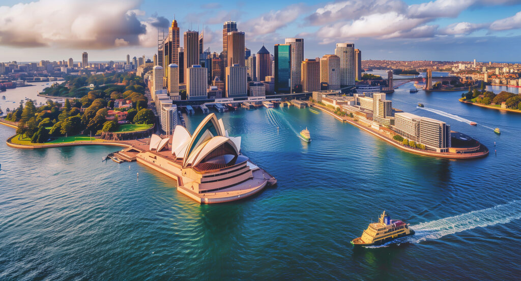 Circular Quay skyline view of Sydney Harbour
