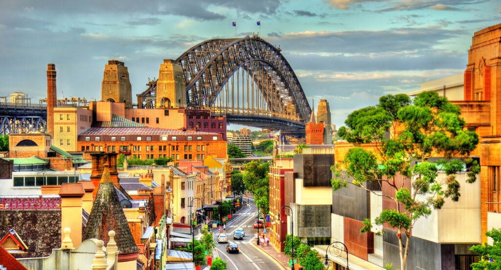 Historic sandstone buildings at The Rocks in Sydney