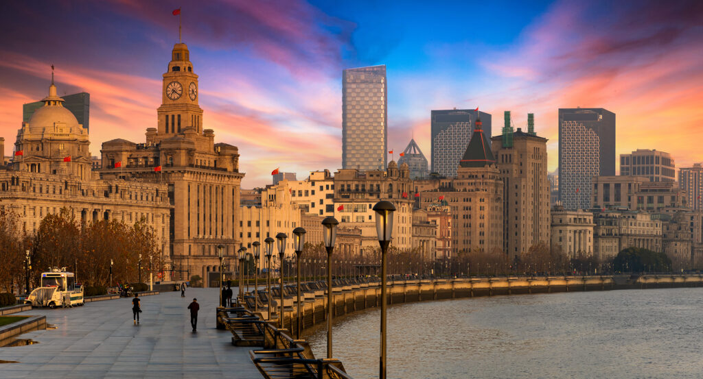 Night view of The Bund with Pudong skyline across the river