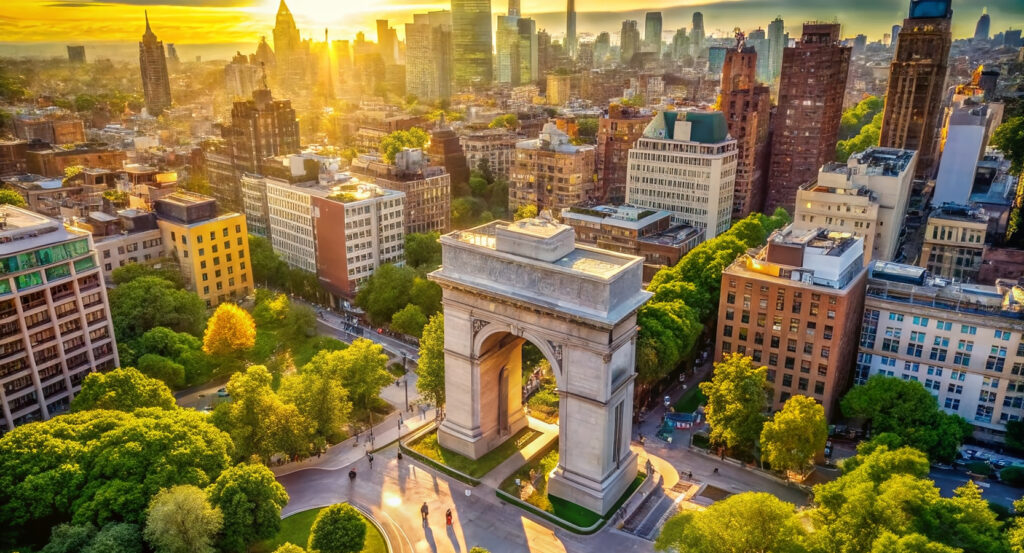 Aerial view of Washington Square Park in Greenwich Village